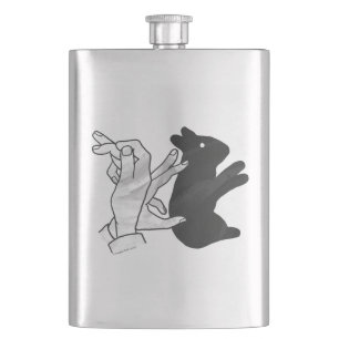 Hand Silhouette Rabbit Hip Flask