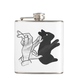 Hand Silhouette Rabbit Hip Flask