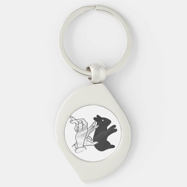 Hand Silhouette Rabbit Key Ring (Front)