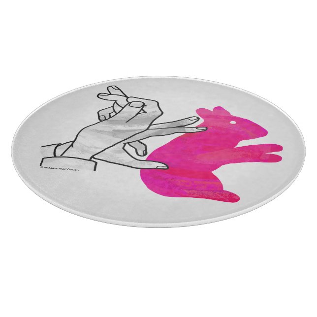 Hand Silhouette Rabbit Pink Cutting Board (Corner)