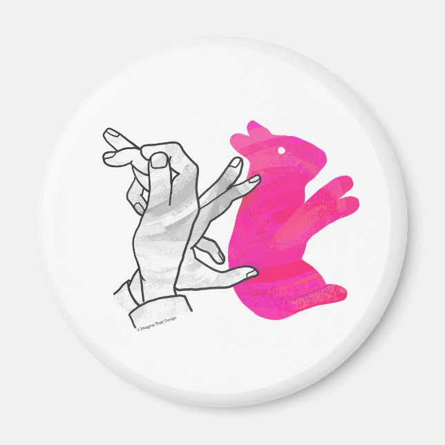 Hand Silhouette Rabbit Pink Magnet (Front)