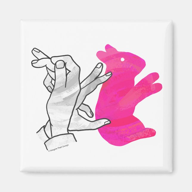 Hand Silhouette Rabbit Pink Magnet (Front)