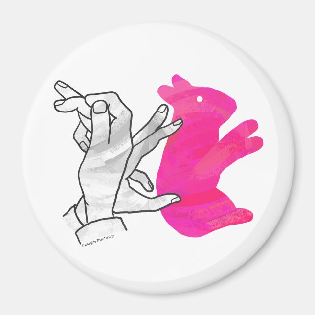 Hand Silhouette Rabbit Pink Magnet (Front)