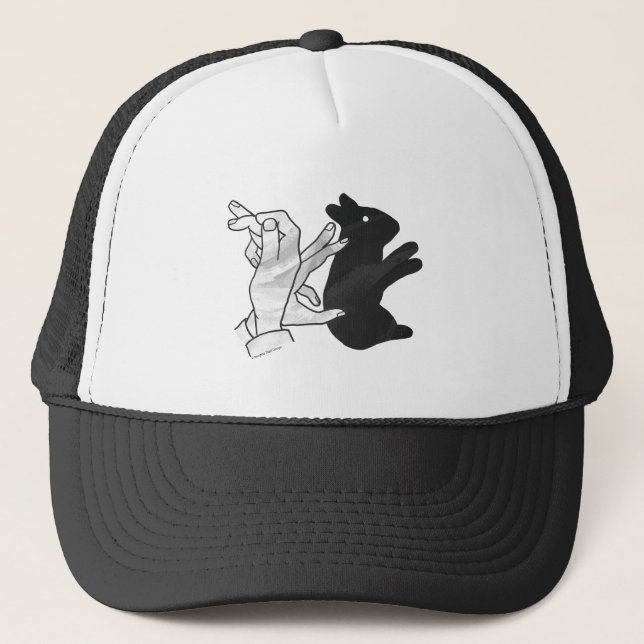 Hand Silhouette Rabbit Trucker Hat (Front)