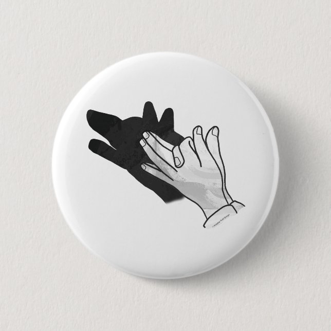 Hand Silhouette Wolf 6 Cm Round Badge (Front)
