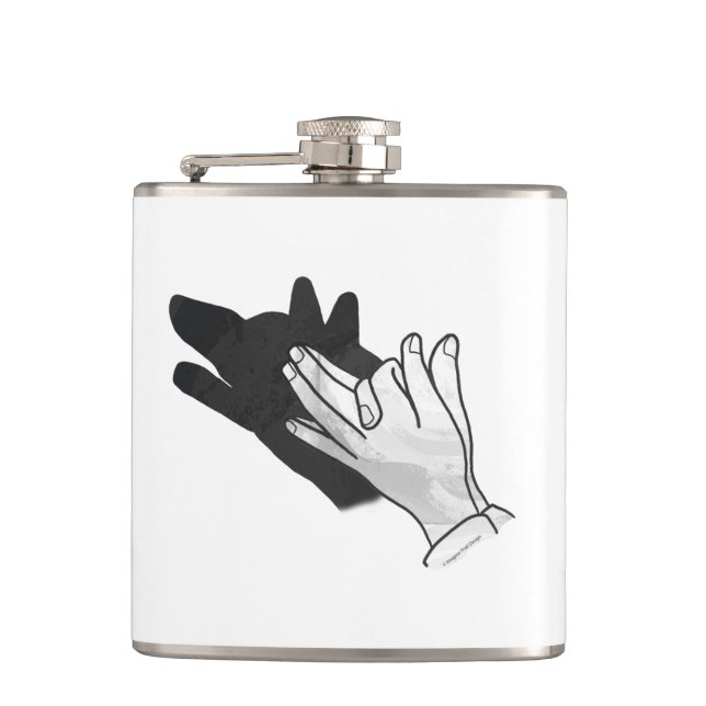 Hand Silhouette Wolf Hip Flask (Front)