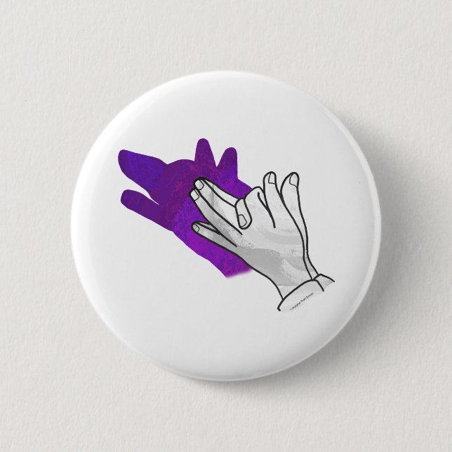 Hand Silhouette Wolf Purple 6 Cm Round Badge (Front)