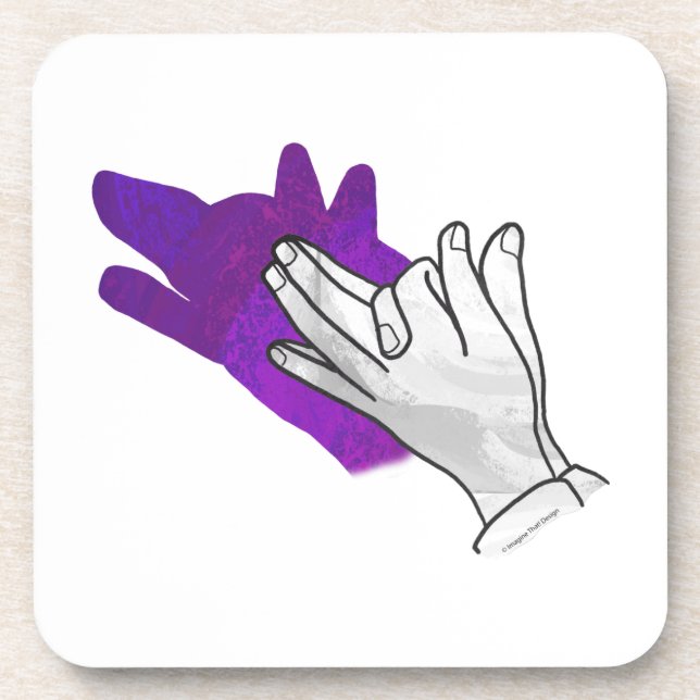 Hand Silhouette Wolf Purple Coaster (Front)