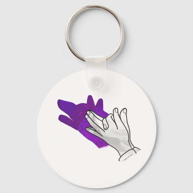 Hand Silhouette Wolf Purple Key Ring (Front)