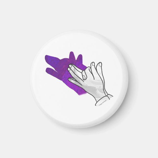 Hand Silhouette Wolf Purple Magnet (Front)