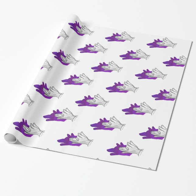 Hand Silhouette Wolf Purple Wrapping Paper (Unrolled)