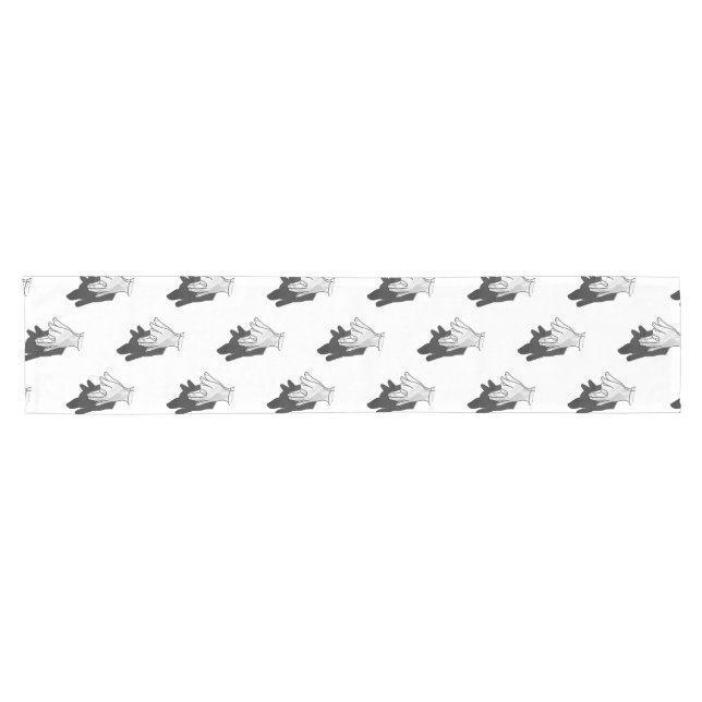 Hand Silhouette Wolf Short Table Runner (Horizontal)