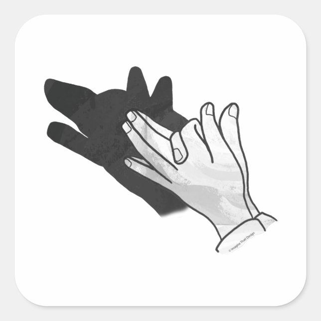 Hand Silhouette Wolf Square Sticker (Front)