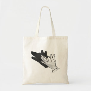 Hand Silhouette Wolf Tote Bag