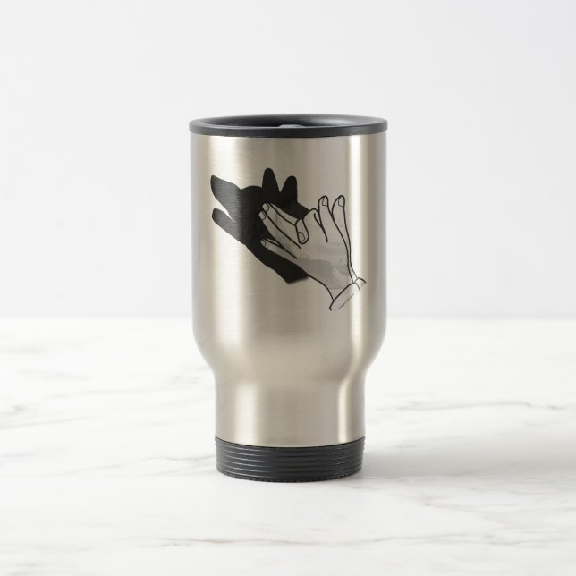 Hand Silhouette Wolf Travel Mug (Center)