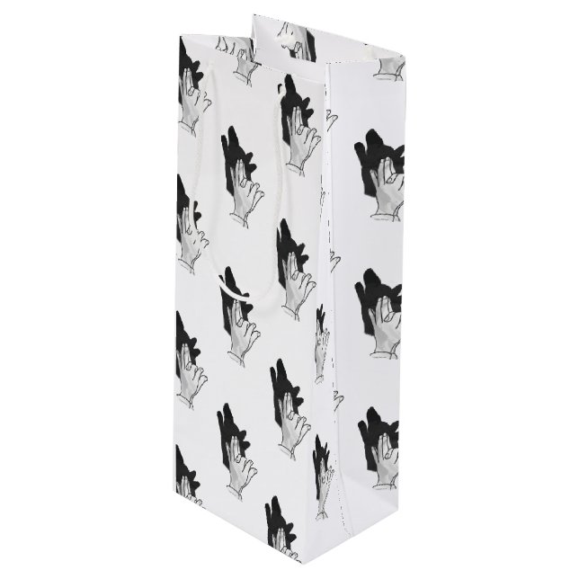 Hand Silhouette Wolf Wine Gift Bag (Front Angled)