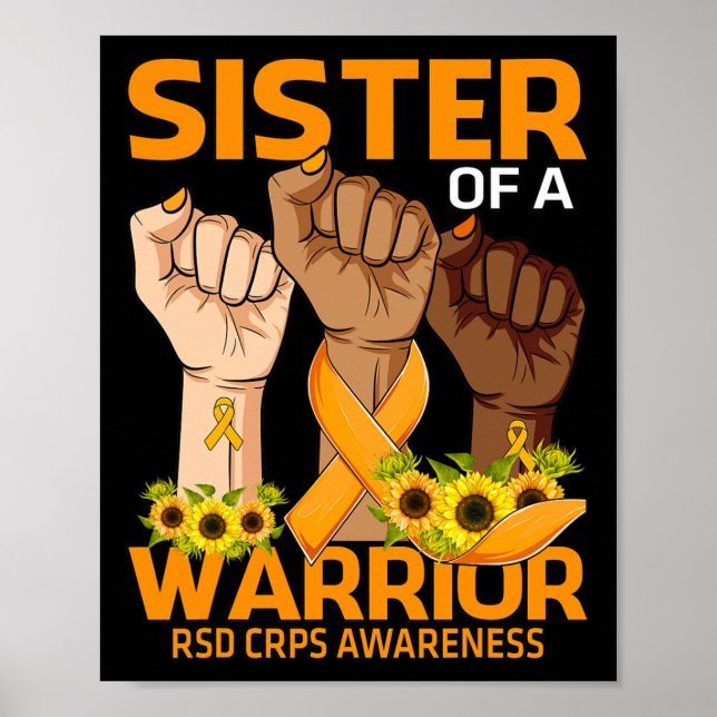 Hand Sister Of A Warrior Rsd Crps Awareness Sunflo Poster (Front)