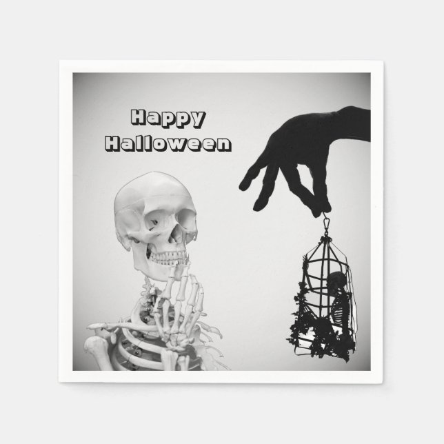 Hand Skeleton Halloween Paper Napkin (Front)