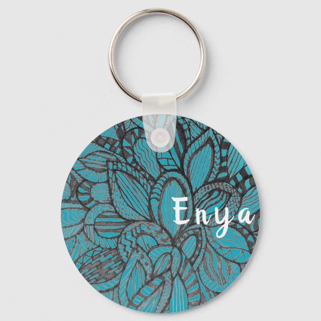 Hand Sketch Design Personalised  Key Ring (Front)