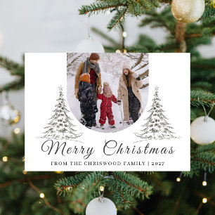 Hand-Sketched Fir Tree Minimalist Christmas Holiday Card