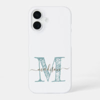 Hand Sketched Monogram Blue Green
