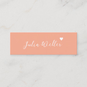 Hand Sketched Name with Heart Peach Mini Business Card