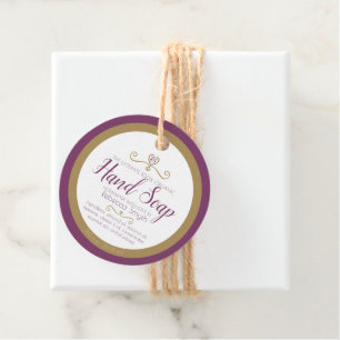 Hand soap ingredients purple gold product tag