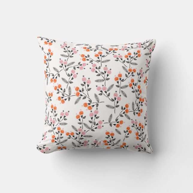 Hand stitch Embroidery Seamless pattern with liber Cushion (Front)