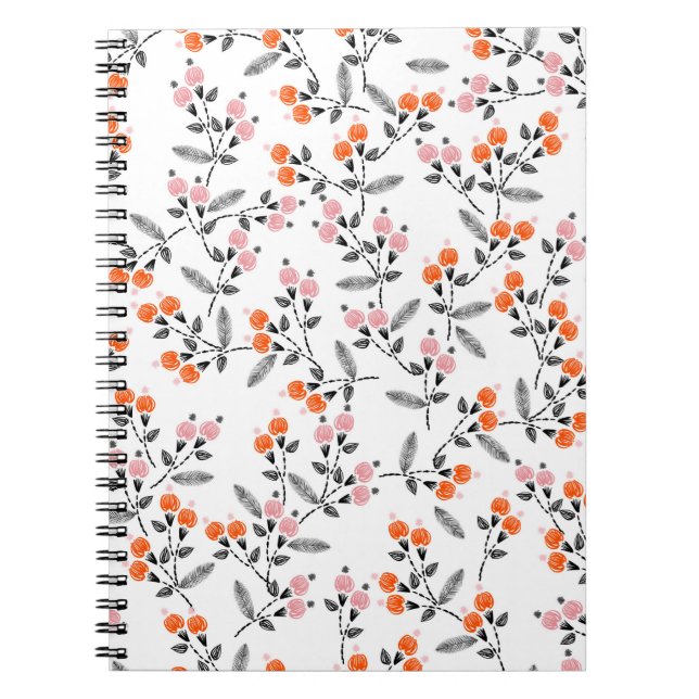 Hand stitch Embroidery Seamless pattern with liber Notebook (Front)