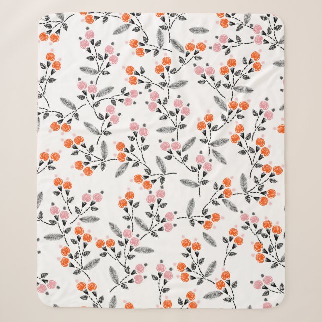 Hand stitch Embroidery Seamless pattern with liber Sherpa Blanket (Front)