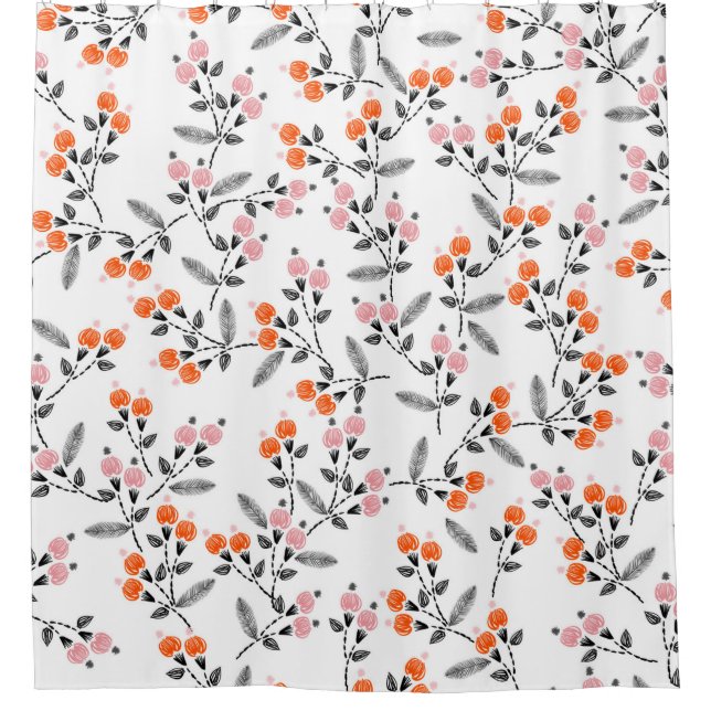 Hand stitch Embroidery Seamless pattern with liber Shower Curtain (Front)