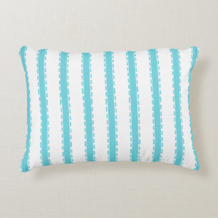 Hand-Stitched Ticking Stripe Coordinate Turquoise Decorative Cushion