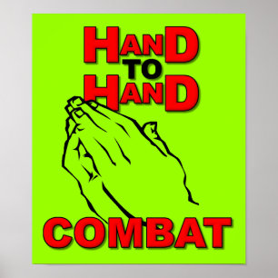 Hand To Hand Combat Prayer Sign Poster Christian