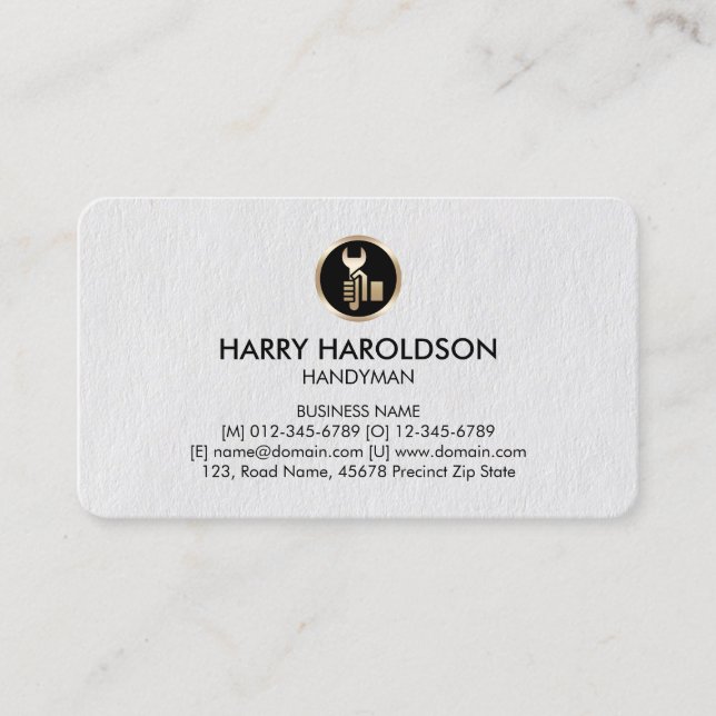 Hand Tool Icon Simple Handyman Business Card (Front)