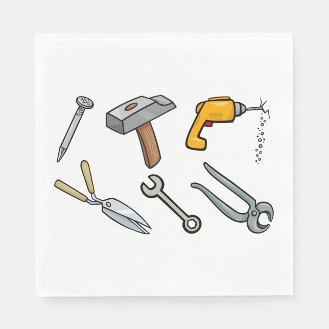 Hand Tools Hammer Drill Nail and Wrench Napkin (Front)