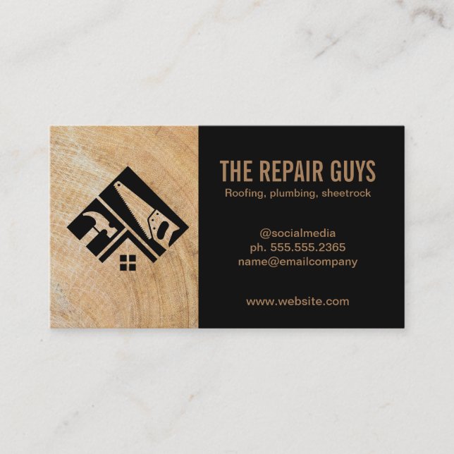 Hand Tools | Handyman | Construction Logo Business Card (Front)