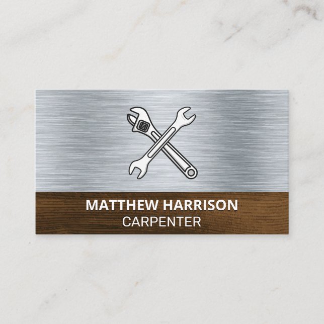 Hand Tools | Metal Wood Business Card (Front)