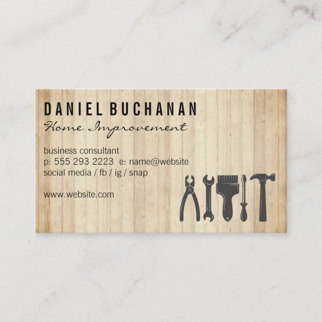 Hand Tools | Wooden Boards Business Card (Front)