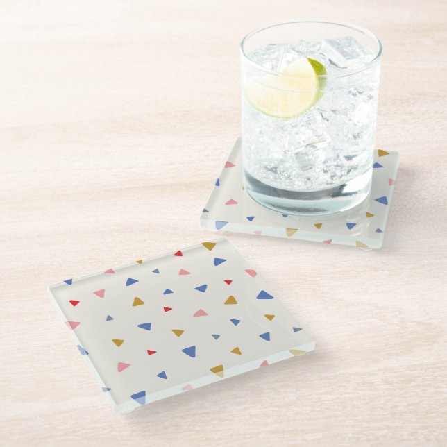 Hand Tossed Triangle Pattern Glass Coaster (Angled)