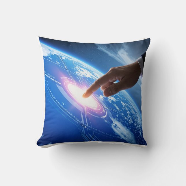 Hand touching earth cushion (Front)