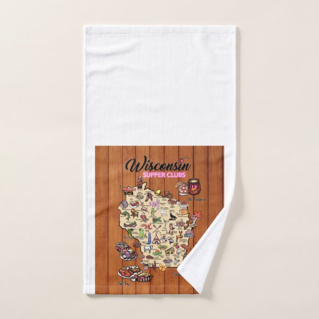 Hand Towel - Wisconsin Supper Club Map (Hand Towel)