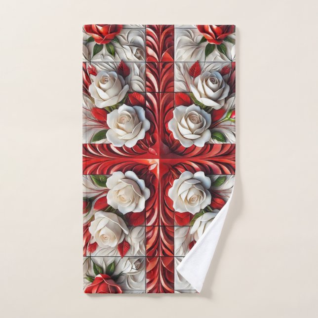 Hand Towel with English Roses Design (Hand Towel)