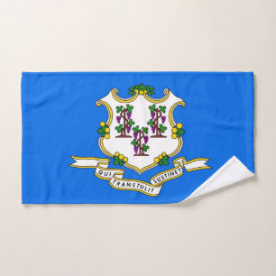 Hand Towel with Flag of Connecticut State, USA