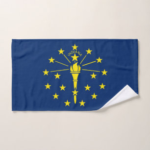 Hand Towel with Flag of Indiana State, USA