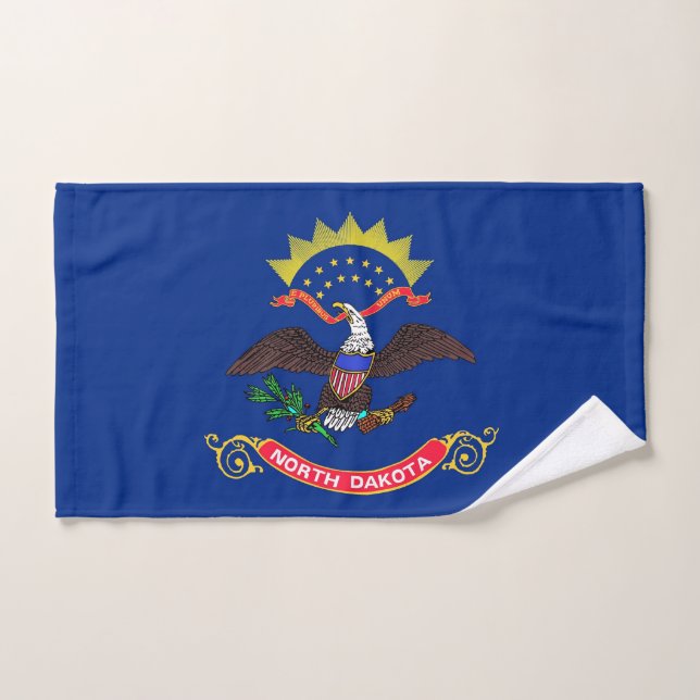 Hand Towel with Flag of North Dakota State, USA (Hand Towel)
