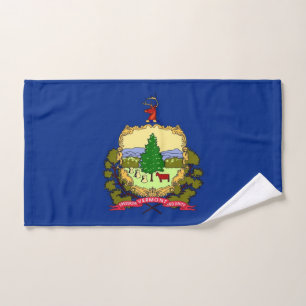 Hand Towel with Flag of Vermont State, USA