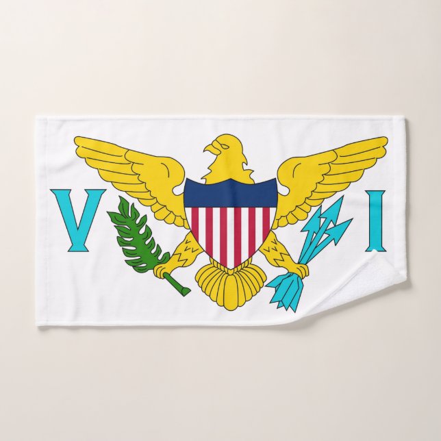 Hand Towel with Flag of Virgin Islands, USA (Hand Towel)