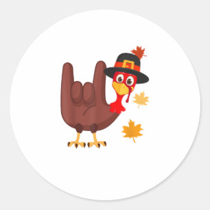 Hand Turkey American Sign Language I Love You Than Classic Round Sticker