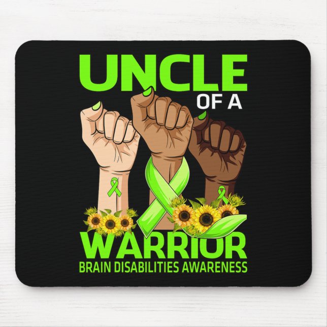 Hand Uncle Of A Warrior Brain Disabilities Awarene Mouse Pad (Front)