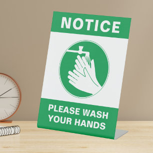 Hand Wash Safety Tabletop Sign